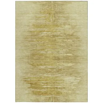 3' X 5' Gold And Wheat Abstract Washable Indoor Outdoor Area Rug
