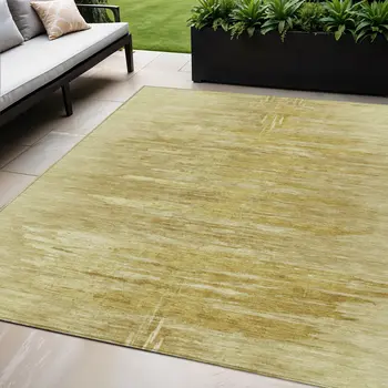 5' X 8' Gold And Wheat Abstract Washable Indoor Outdoor Area Rug
