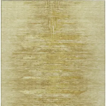 9' X 12' Gold And Wheat Abstract Washable Indoor Outdoor Area Rug