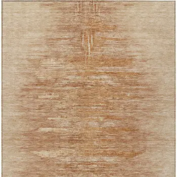 10' X 14' Salmon And Copper Abstract Washable Indoor Outdoor Area Rug