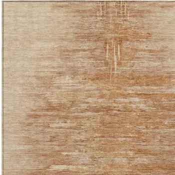 10' X 14' Salmon And Copper Abstract Washable Indoor Outdoor Area Rug