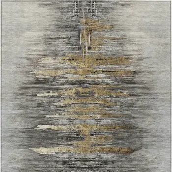 3' X 5' Gray Charcoal And Silver Abstract Washable Indoor Outdoor Area Rug