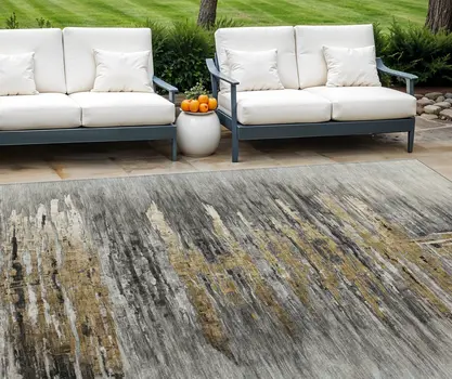 8' X 10' Gray Charcoal And Silver Abstract Washable Indoor Outdoor Area Rug