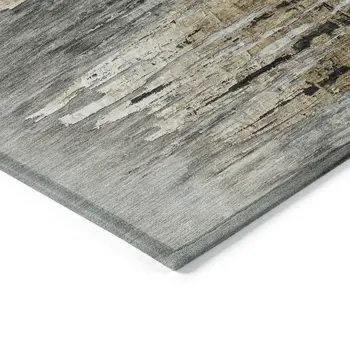 9' X 12' Gray Charcoal And Silver Abstract Washable Indoor Outdoor Area Rug