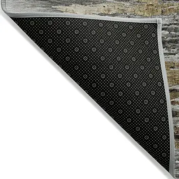 10' X 14' Gray Charcoal And Silver Abstract Washable Indoor Outdoor Area Rug