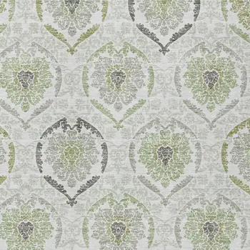 3' X 5' Gray And Olive Green Medallion Washable Indoor Outdoor Area Rug