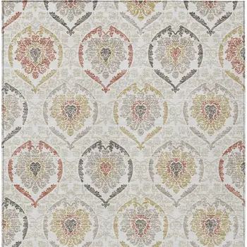 10' X 14' Ivory Gold And Taupe Medallion Washable Indoor Outdoor Area Rug