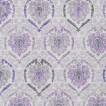 8' X 10' Purple Lavender And Gray Medallion Washable Indoor Outdoor Area Rug