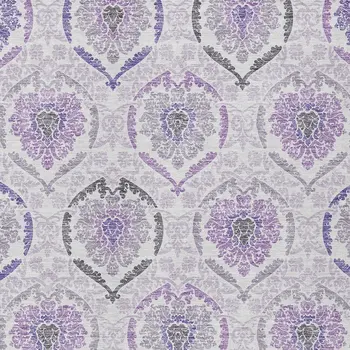 9' X 12' Purple Lavender And Gray Medallion Washable Indoor Outdoor Area Rug