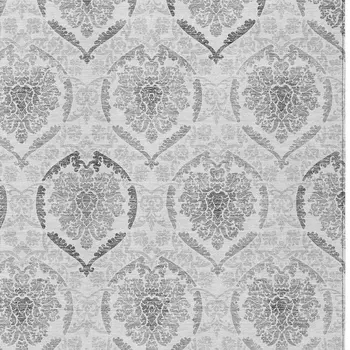 9' X 12' Silver Gray And Charcoal Medallion Washable Indoor Outdoor Area Rug