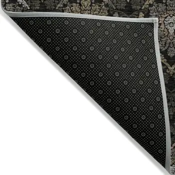 5' X 8' Black Gray And Brown Medallion Washable Indoor Outdoor Area Rug