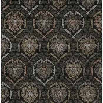 9' X 12' Black Gray And Brown Medallion Washable Indoor Outdoor Area Rug