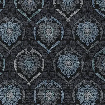 3' X 5' Blue Charcoal And Gray Medallion Washable Indoor Outdoor Area Rug