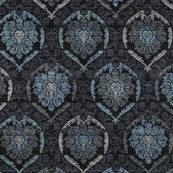 8' X 10' Blue Charcoal And Gray Medallion Washable Indoor Outdoor Area Rug
