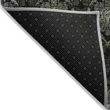 8' X 10' Green Gray And Charcoal Medallion Washable Indoor Outdoor Area Rug