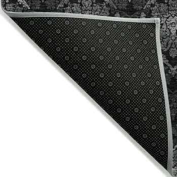 10' X 14' Gray Charcoal And Silver Medallion Washable Indoor Outdoor Area Rug