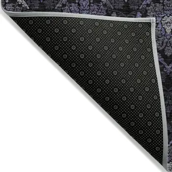 3' X 5' Purple Charcoal And Gray Medallion Washable Indoor Outdoor Area Rug
