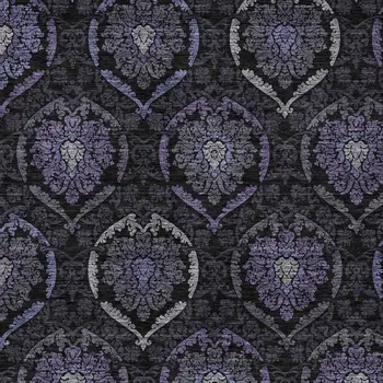 9' X 12' Purple Charcoal And Gray Medallion Washable Indoor Outdoor Area Rug