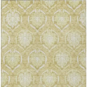 3' X 5' Gold Wheat And Ivory Medallion Washable Indoor Outdoor Area Rug