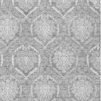 3' X 5' Gray And Silver Medallion Washable Indoor Outdoor Area Rug