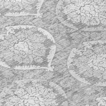 8' Gray And Silver Round Medallion Washable Indoor Outdoor Area Rug