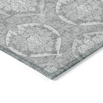 10' X 14' Gray And Silver Medallion Washable Indoor Outdoor Area Rug