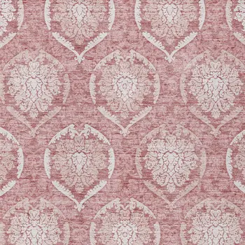 5' X 8' Pink Blush And Ivory Medallion Washable Indoor Outdoor Area Rug