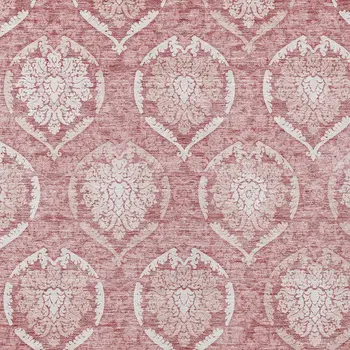 8' X 10' Pink Blush And Ivory Medallion Washable Indoor Outdoor Area Rug