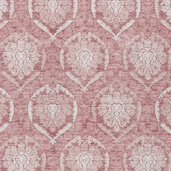9' X 12' Pink Blush And Ivory Medallion Washable Indoor Outdoor Area Rug