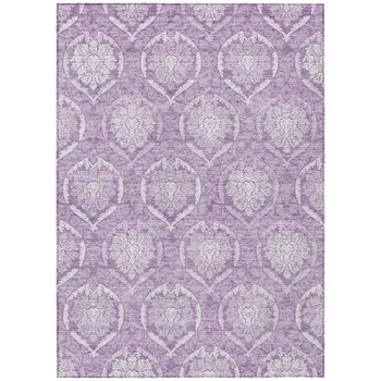 3' X 5' Plum Purple And Ivory Medallion Washable Indoor Outdoor Area Rug