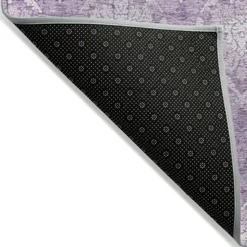 3' X 5' Plum Purple And Ivory Medallion Washable Indoor Outdoor Area Rug