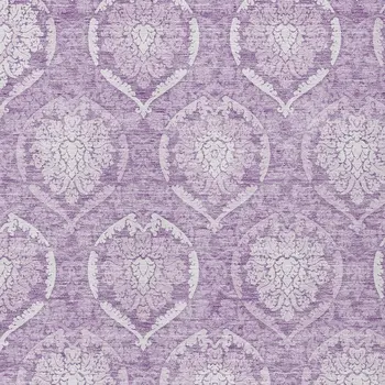 8' X 10' Plum Purple And Ivory Medallion Washable Indoor Outdoor Area Rug