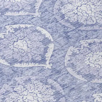 8' Sky Blue And Denim Blue Round Medallion Washable Indoor Outdoor Area Rug
