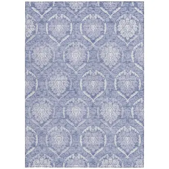8' X 10' Sky Blue And Denim Blue Medallion Washable Indoor Outdoor Area Rug