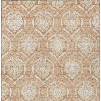 3' X 5' Salmon Copper And Ivory Medallion Washable Indoor Outdoor Area Rug