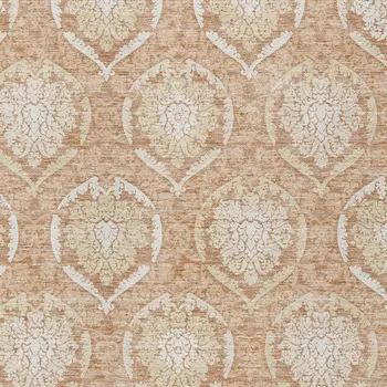 10' X 14' Salmon Copper And Ivory Medallion Washable Indoor Outdoor Area Rug