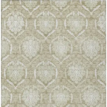 5' X 8' Tan And Beige Medallion Washable Indoor Outdoor Area Rug
