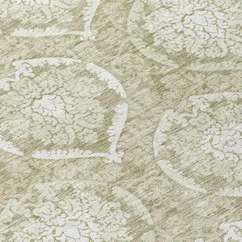8' Tan And Beige Round Medallion Washable Indoor Outdoor Area Rug