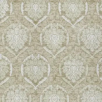 8' X 10' Tan And Beige Medallion Washable Indoor Outdoor Area Rug