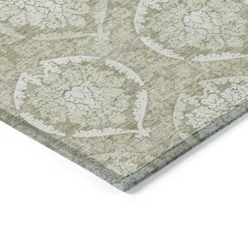 9' X 12' Tan And Beige Medallion Washable Indoor Outdoor Area Rug
