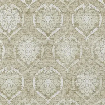 9' X 12' Tan And Beige Medallion Washable Indoor Outdoor Area Rug