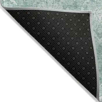 8' X 10' Turquoise Teal Blue And Ivory Medallion Washable Indoor Outdoor Area Rug