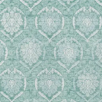 8' X 10' Turquoise Teal Blue And Ivory Medallion Washable Indoor Outdoor Area Rug