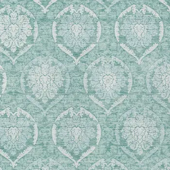 9' X 12' Turquoise Teal Blue And Ivory Medallion Washable Indoor Outdoor Area Rug
