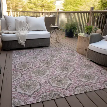 3' X 5' Chocolate Beige And Mauve Medallion Washable Indoor Outdoor Area Rug