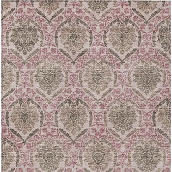 3' X 5' Chocolate Beige And Mauve Medallion Washable Indoor Outdoor Area Rug