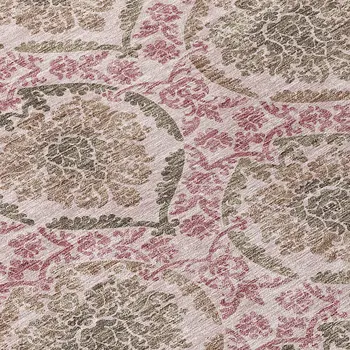 3' X 5' Chocolate Beige And Mauve Medallion Washable Indoor Outdoor Area Rug