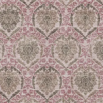 5' X 8' Chocolate Beige And Mauve Medallion Washable Indoor Outdoor Area Rug