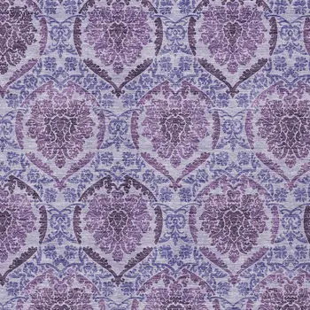 5' X 8' Eggplant Purple And Silver Medallion Washable Indoor Outdoor Area Rug