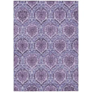 8' X 10' Eggplant Purple And Silver Medallion Washable Indoor Outdoor Area Rug